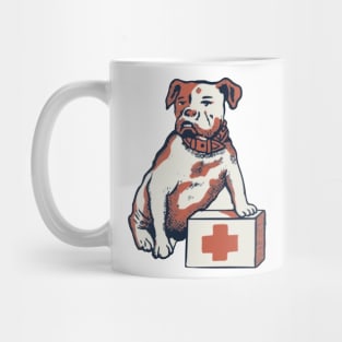 Bulldog on block with medical cross Mug